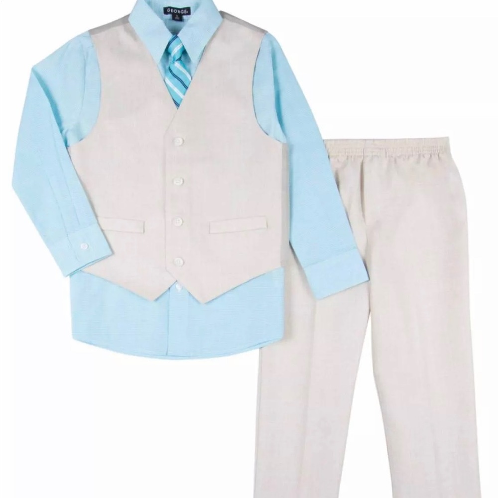 Boys 4 Piece Suit Shirt Tie Pants & Vest